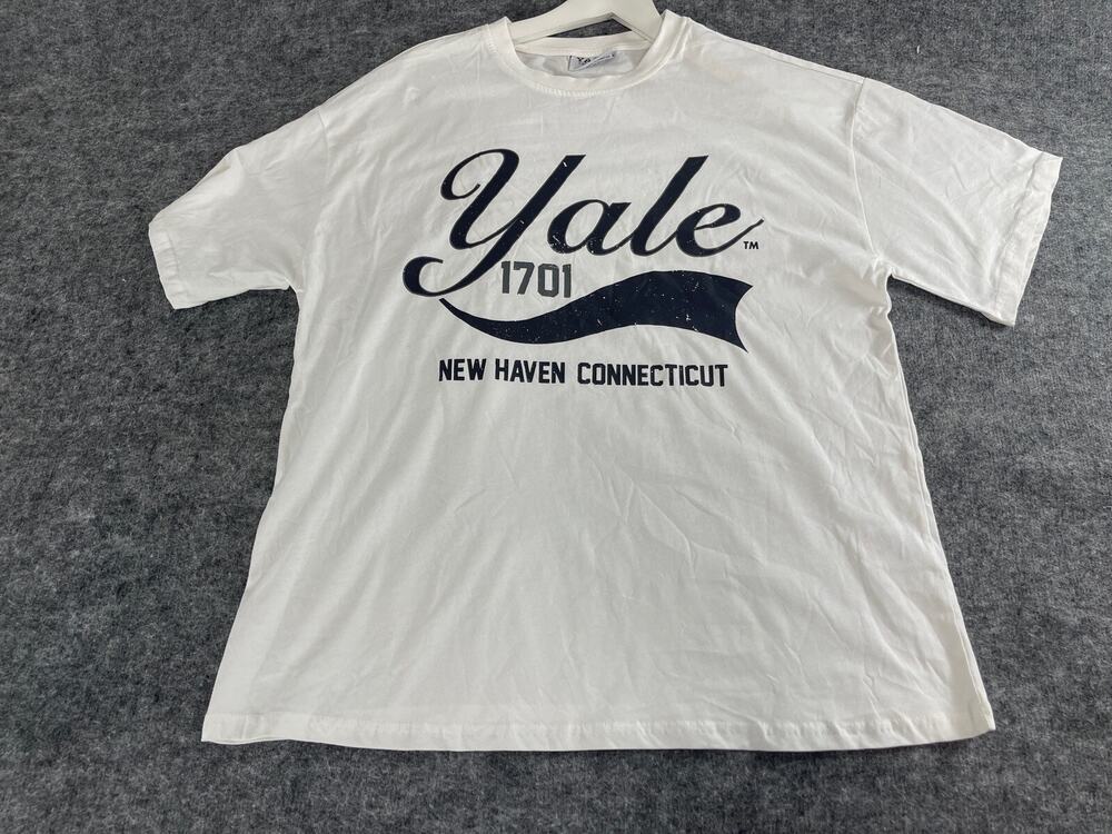Yale University Shirt Mens Extra Large Connecticut Defect White Short Sleeve N28
